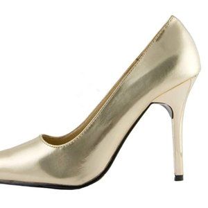 NEW Women's Gold Metallic Pointy Toe Pump Heels Size 7 Medium
